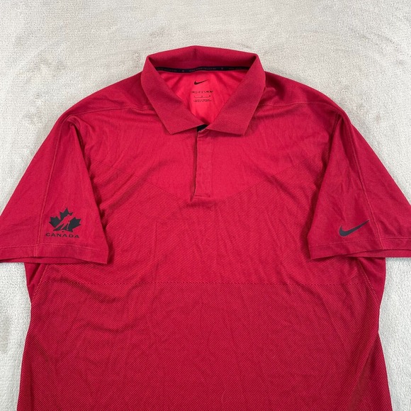 Nike Tiger Woods x Canada Hockey ADV Performance Golf Polo Men Large Sunday Red